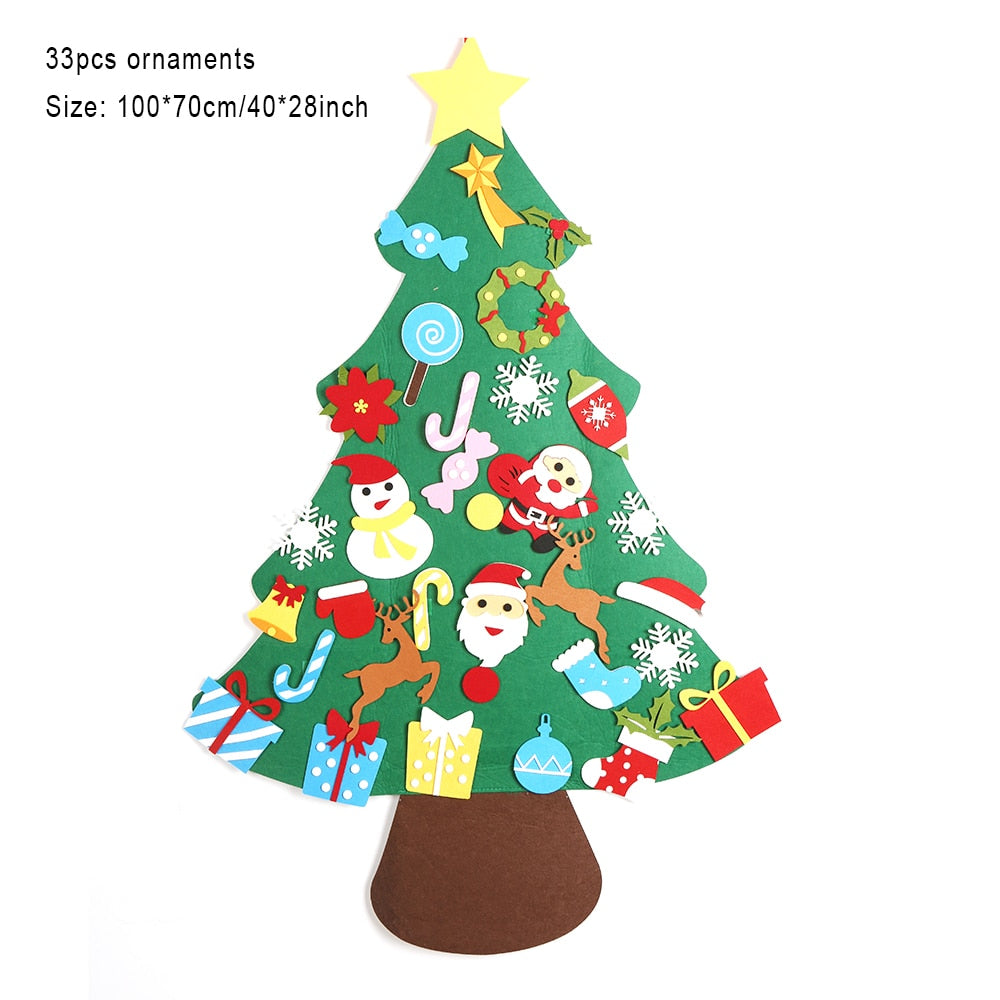 Sapin de Noël en feutre avec 32 pièces