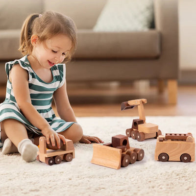 Ensemble de jouets en bois Fidtoy pour enfants | Jeu de construction et de transport Montessori