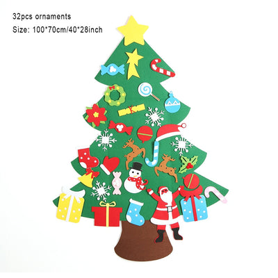 Sapin de Noël en feutre avec 32 pièces