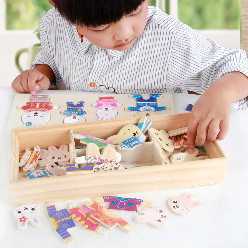 Jouets puzzle en bois Montessori Animaux pour enfants - Jouet éducatif pour bébés et enfants