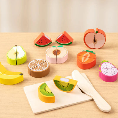 Fidtoy Jeu d'imitation en bois d'aliments à découper pour enfants | Jeu Montessori et motricité fine