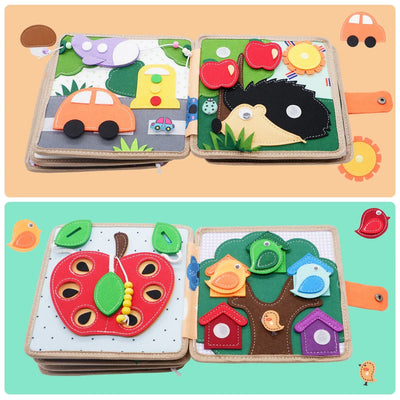 Fidtoy Felt Montessori Activity Book – 16 Page Busy Book for Toddlers