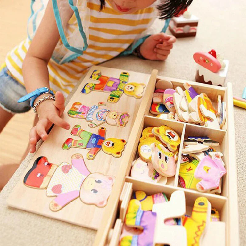Jouets puzzle en bois Montessori Animaux pour enfants - Jouet éducatif pour bébés et enfants