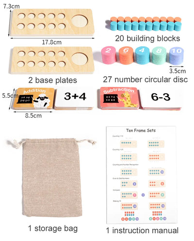 Fidtoy Jeu de mathématiques Montessori pour apprendre les nombres avec cadre de dix