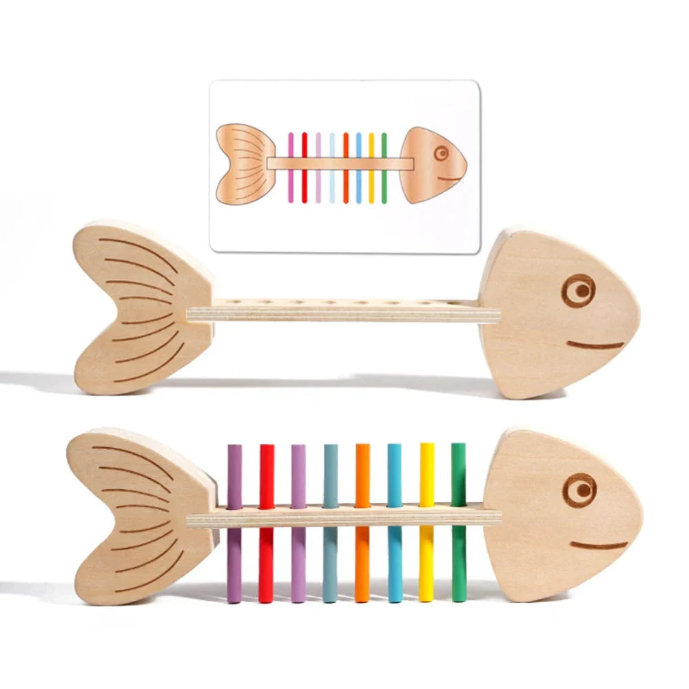 Fidtoy Wooden Balance Sticks Toy for Toddlers Montessori Learning Toy for Focus, Coordination and Color Recognition