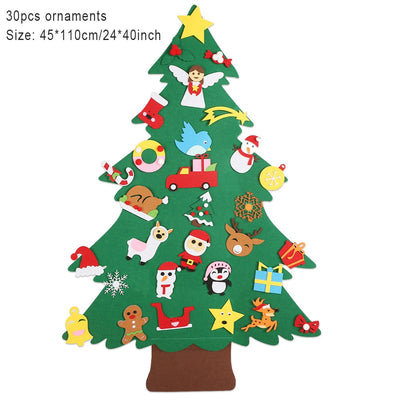 Sapin de Noël en feutre avec 32 pièces