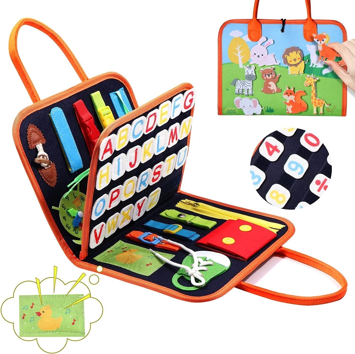 Fidtoy Busy Board for Toddlers – Portable Sensory Activity Board for Travel & Learning