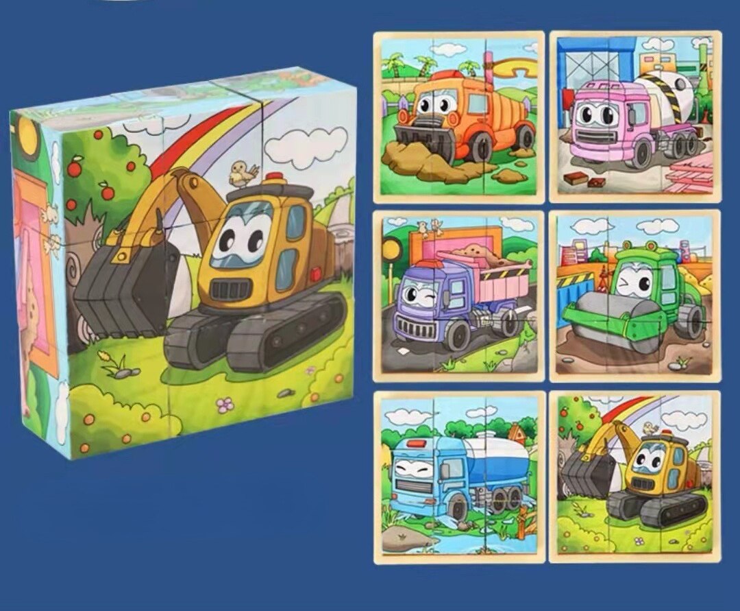 9 Pieces Six-sided 3D Cubes Jigsaw Puzzles (3-6 years old)