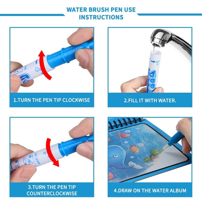 Libro de colorear con agua Fidtoy Aqua Doodle – Libro de dibujo reutilizable sin manchas para viajes y juegos tranquilos para niños