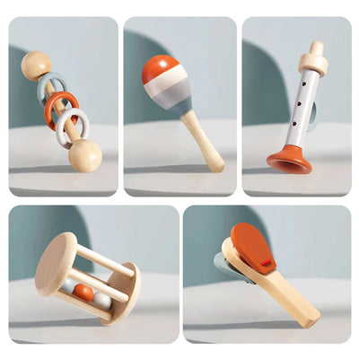 Fidtoy Ensemble d'instruments de musique en bois pour tout-petits, jouet d'apprentissage Montessori pour le calme et le développement de la motricité fine