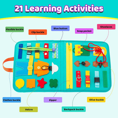Tableau d'activités Montessori portable en feutre pour tout-petits - Compétences de vie pratiques ABC Calendrier Jouet