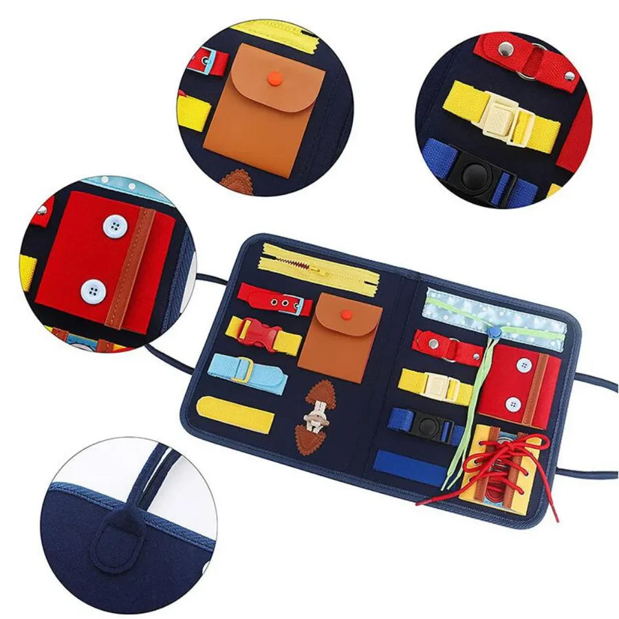 Tableau d'activités portable Fidtoy en feutre pour les tout-petits - Jouet de voyage pour développer la motricité fine
