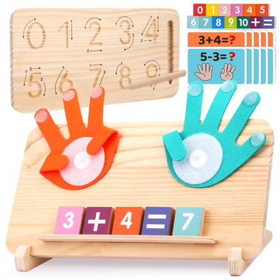 Fidtoy Jouet Montessori d'apprentissage des maths pour enfants de 3 ans et plus, tableau pour compter, additionner, soustraire, avec blocs numérotés et pratique de traçage et d'écriture