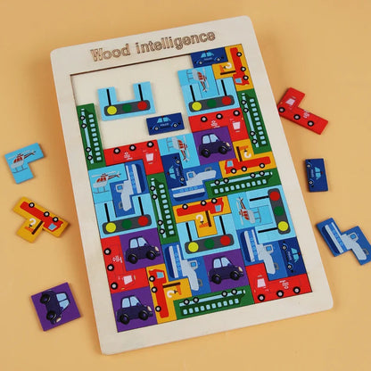 Wooden Tangram Math Game - Fun Learning & Problem Solving for Kids