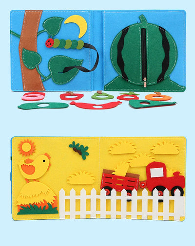 Livre d'activités Montessori en bois pour tout-petits – Jouet d'apprentissage des gestes d'habillage