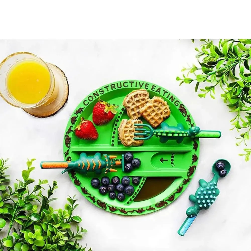 DinoBite Kids' Dinosaur Plate and Utensil Set