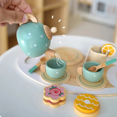 Fidtoy Wooden Tea Set Montessori Pretend Play Toy for Kids