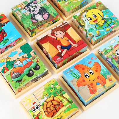 Fidtoy Wooden Animal Puzzle for Toddlers – 9-Piece Rotating Cube Educational Toy for Ages 3-6, Montessori Fine Motor & Cognitive Skills Development