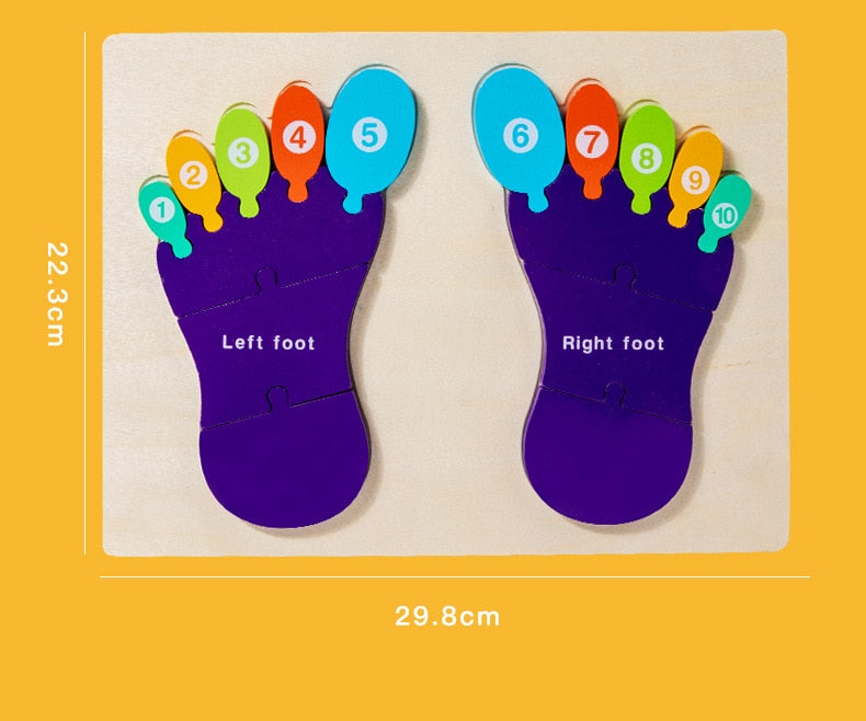 Puzzle 3D Montessori en bois pour les mains et les pieds