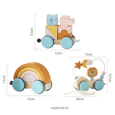 Fidtoy Jouet à tirer en bois pour tout-petits, voiture éducative 1 an et plus