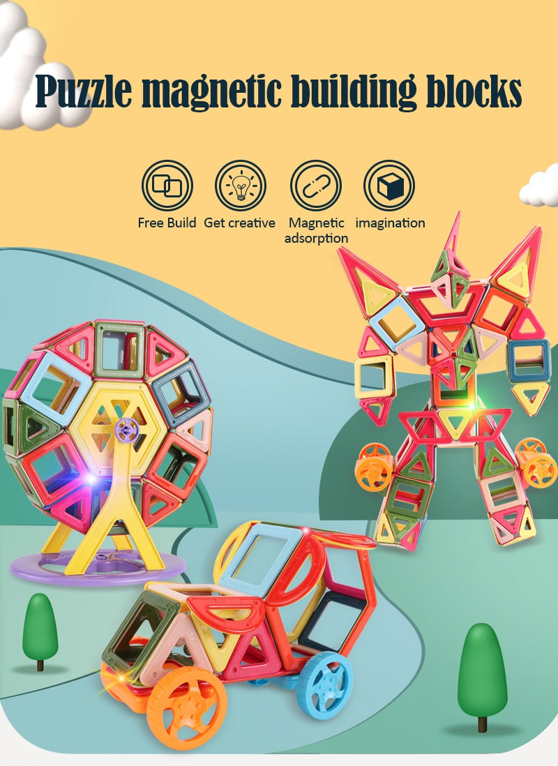 Fidtoy 3D Magnetic Building Blocks Kit – STEM Educational Toy for Kids 4+