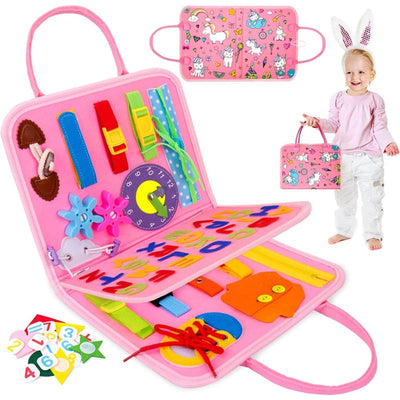 Fidtoy Busy Board for Toddlers – Portable Sensory Activity Board for Travel & Learning