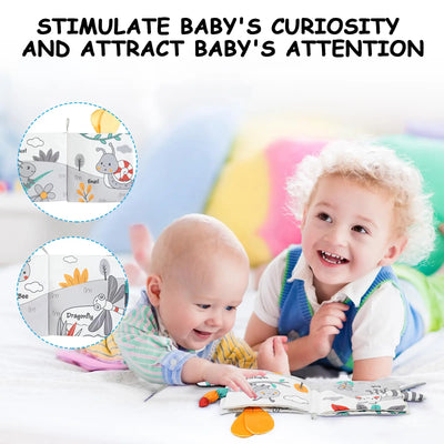 Fidtoy Libros de tela suave en 3D con sonido crujiente | Juguete de aprendizaje sensorial para bebés de 0 a 12 meses
