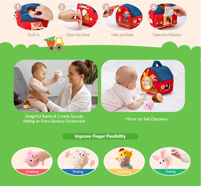 Fidtoy Plush Farm Set Baby Sensory Toy for 6-36 Months