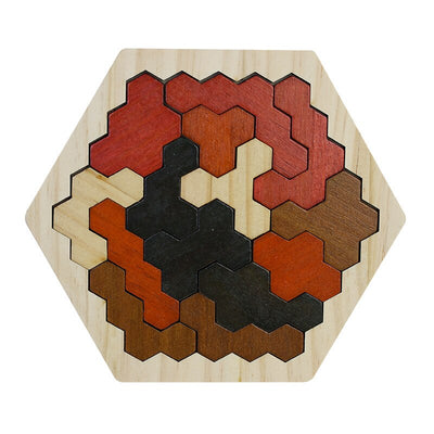 Fidtoy Hexagonal Wooden Tangram Puzzle for Kids 3-6 – Creative Building & Learning Toy