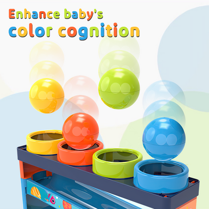 3-Layer Ball Drop Toy - Color sorting toys-Montessori STEM Learning Game for Toddlers 1-3 Years - Pound & Play Hammer Activity with Rolling Balls - Develops Fine Motor Skills, Hand-Eye Coordination - Baby Gift for Boys Girls (Random Colours)