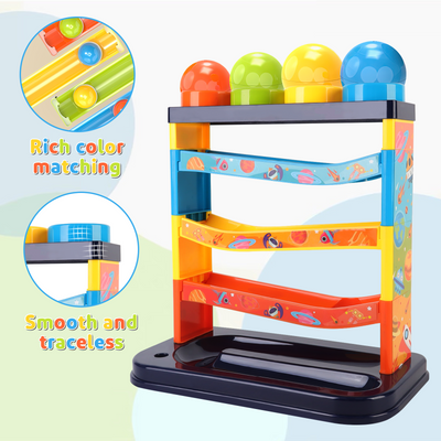 3-Layer Ball Drop Toy - Color sorting toys-Montessori STEM Learning Game for Toddlers 1-3 Years - Pound & Play Hammer Activity with Rolling Balls - Develops Fine Motor Skills, Hand-Eye Coordination - Baby Gift for Boys Girls (Random Colours)