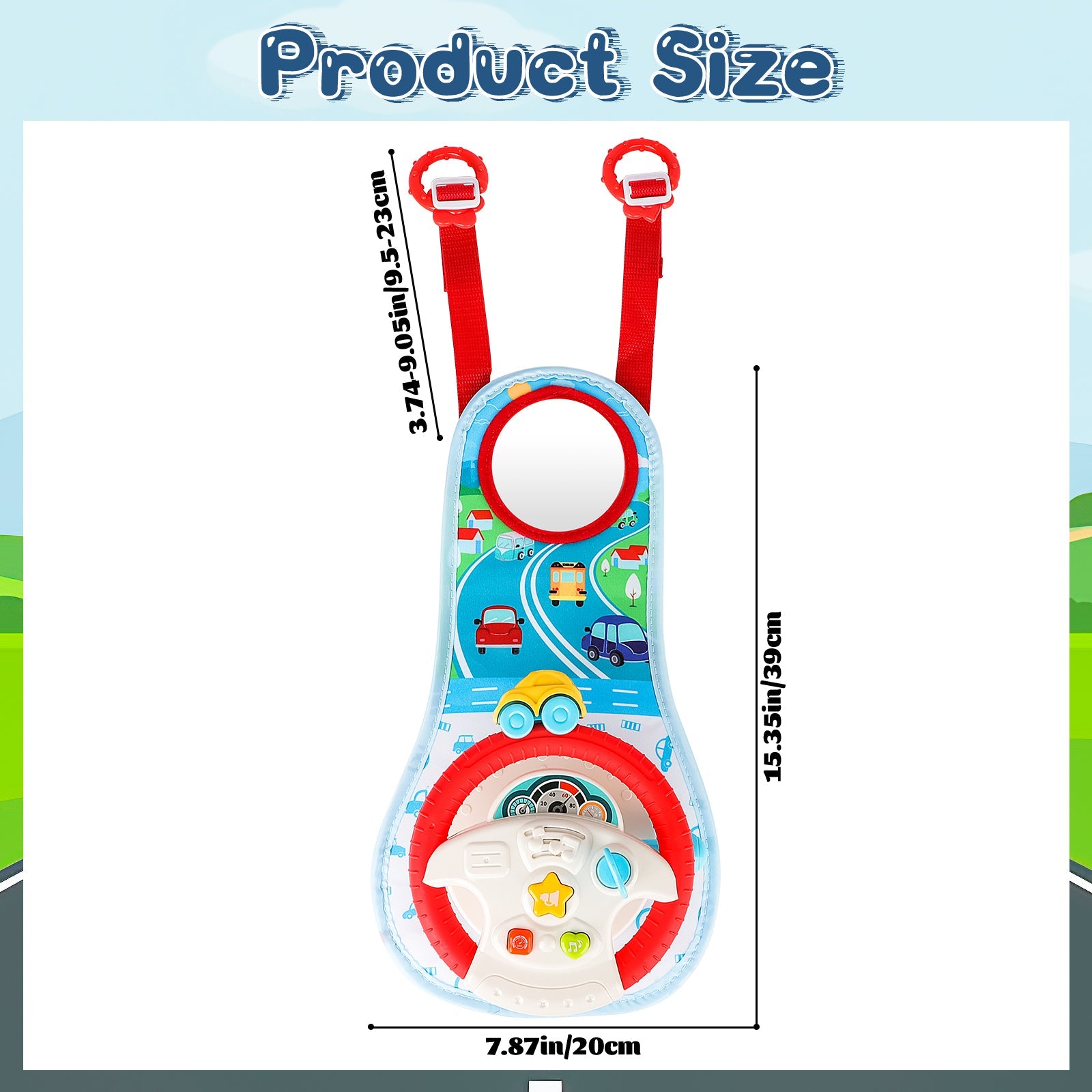 Pretend Simulated Driving Steering Wheel Toy Car Backseat Toys with Light and Music Early Educational Fun Gifts for Kids