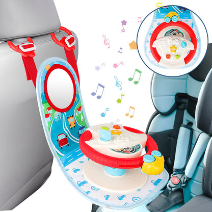 Pretend Simulated Driving Steering Wheel Toy Car Backseat Toys with Light and Music Early Educational Fun Gifts for Kids