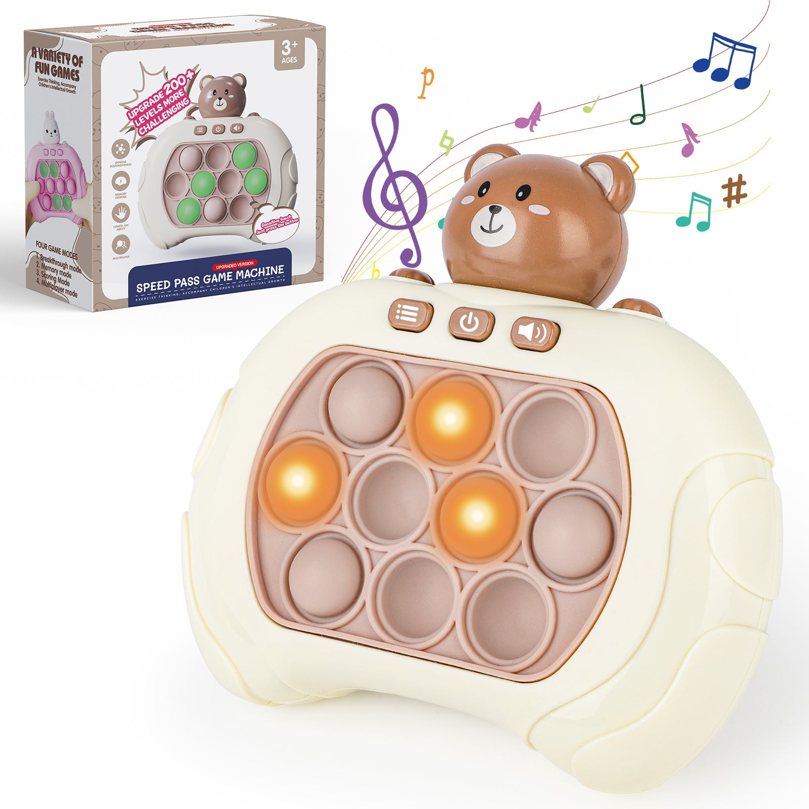 Pop It Game Light Up Pop Game Stress and Anxiety Relief ADHD Toys  Pattern Game Pop Toy For Girls and Boys