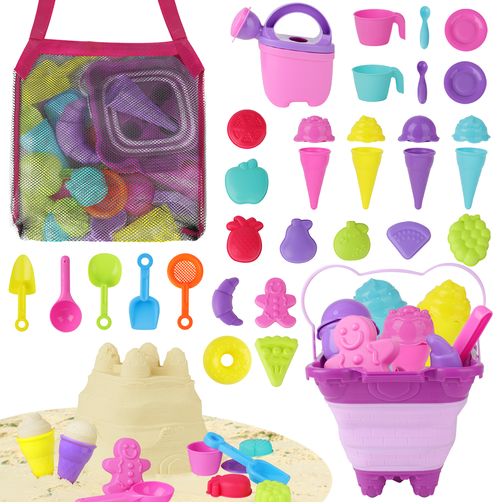 33PCS Ice Cream Beach Tools Toys Outdoor Play Garden Toy Baby Bath Toys