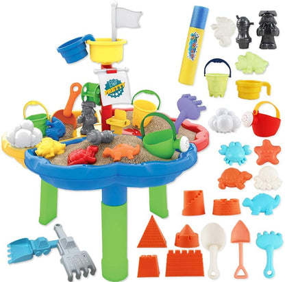 40 Pieces Sand and Water Outdoor Activity Table Play Set with Water Blaster Summer Pool Beach Toys Gifts for Children
