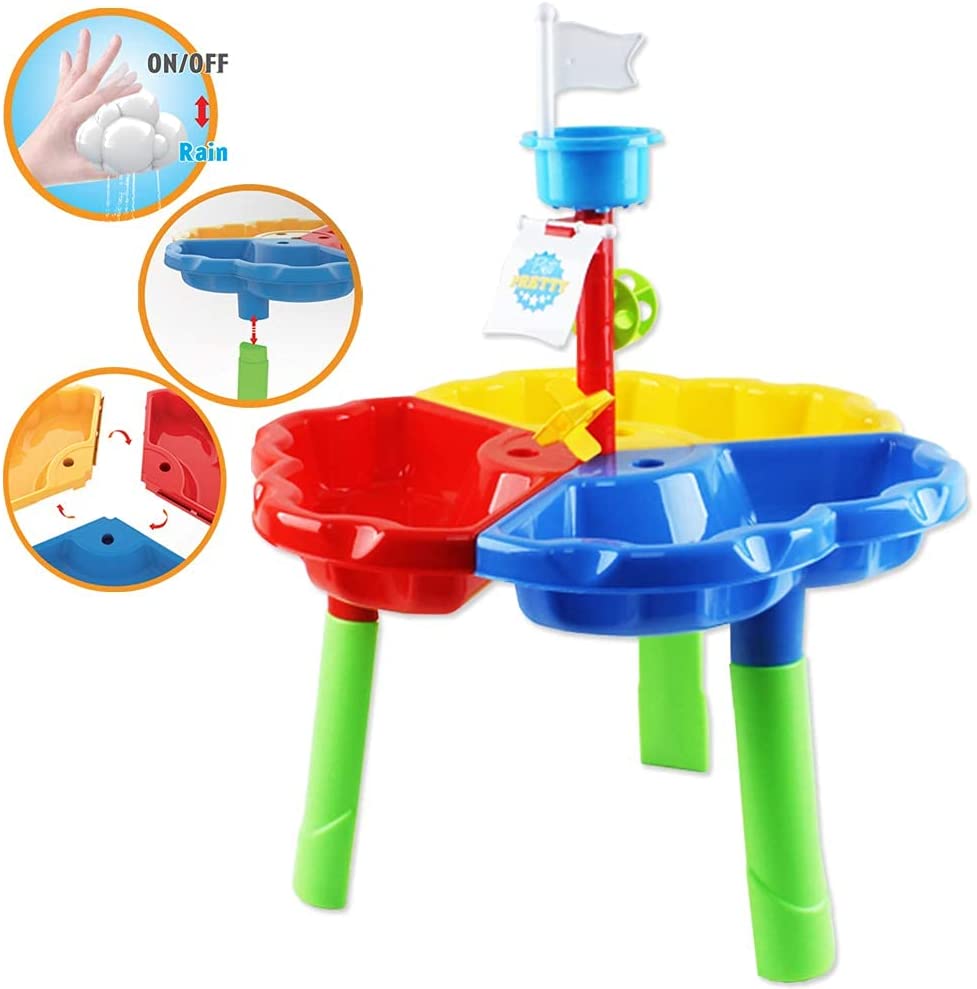 40 Pieces Sand and Water Outdoor Activity Table Play Set with Water Blaster Summer Pool Beach Toys Gifts for Children
