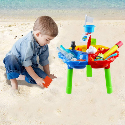 Ensemble de jeu de table d'activités extérieures sable et eau 40 pièces avec blaster à eau, jouets de plage et de piscine d'été, cadeaux pour enfants