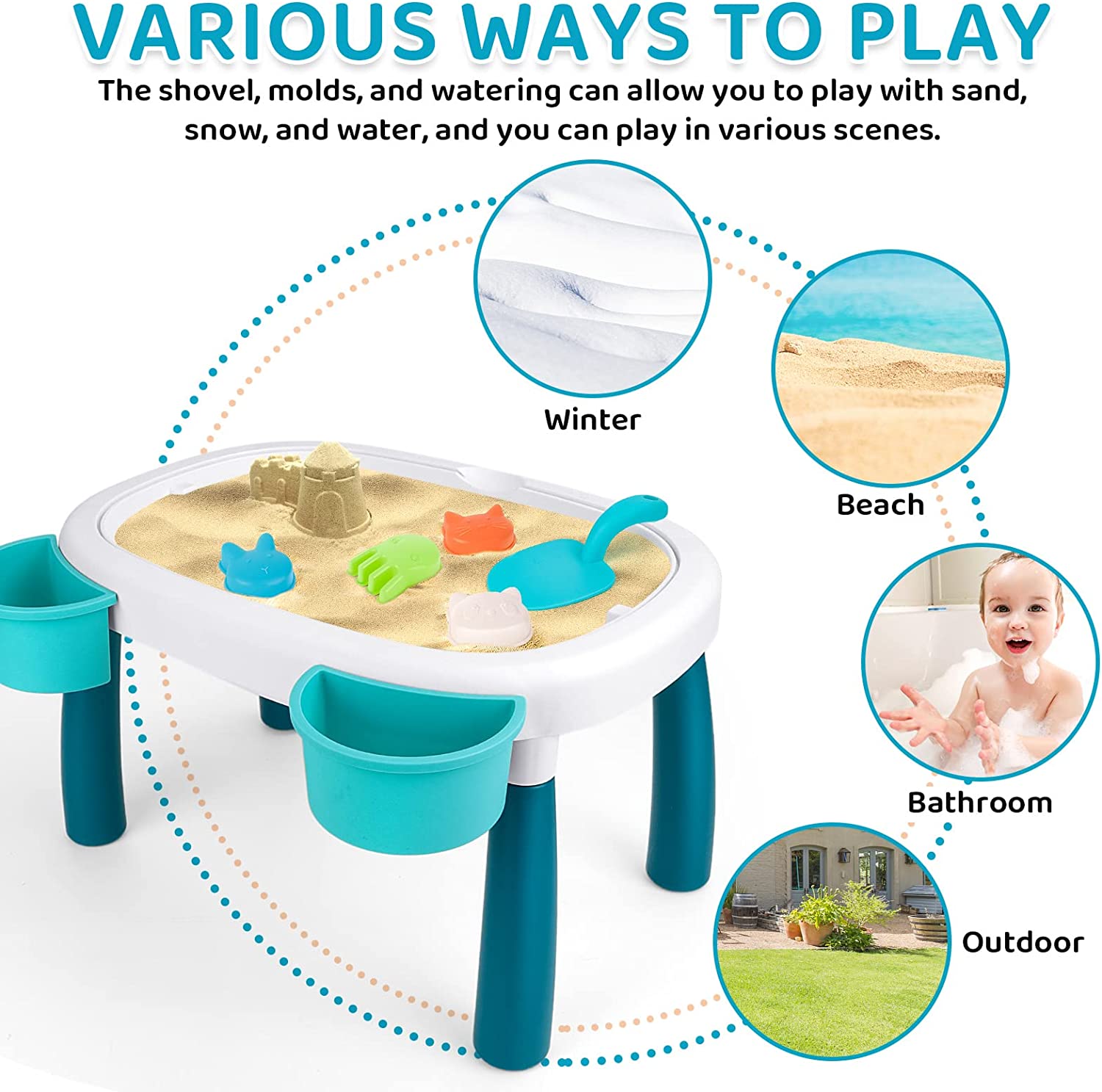 Sand and Water Table Toy for Kids Beach Toy summer Table Activity Sensory Play Sand Table Outdoor Table
