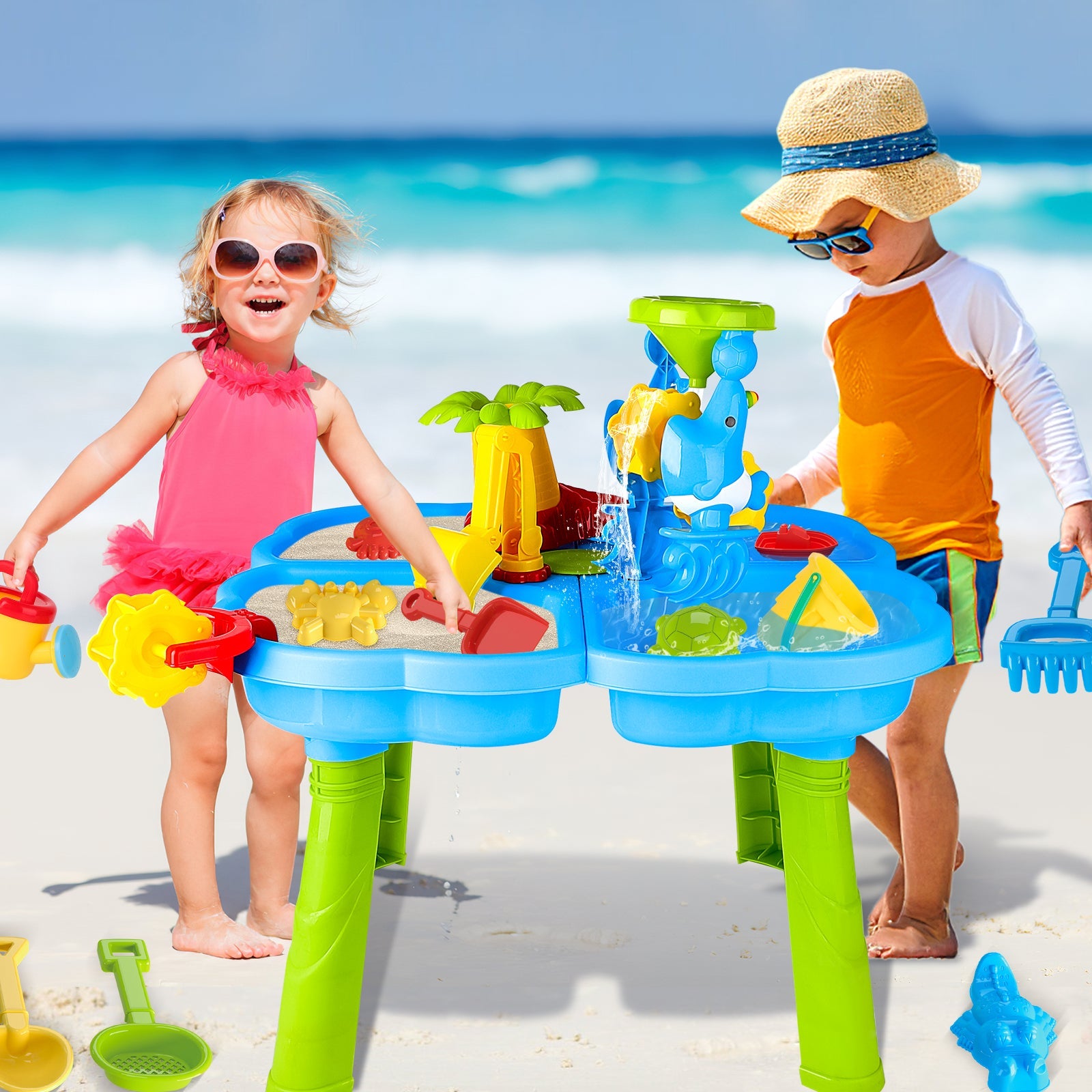 Activity Sand Water Table Toy Sensory Play Table for Toddlers Outdoor Summer Beach Toys Gift for Kids Girls Boys