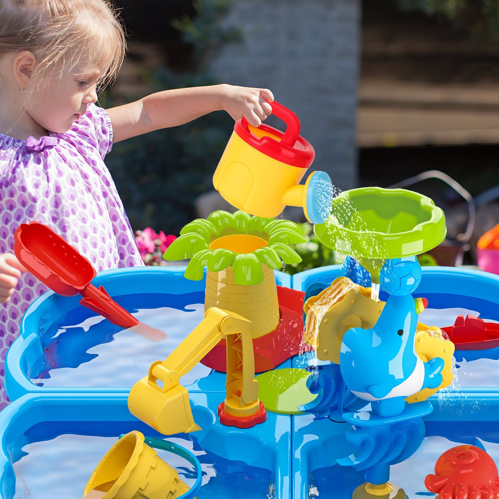 Activity Sand Water Table Toy Sensory Play Table for Toddlers Outdoor Summer Beach Toys Gift for Kids Girls Boys