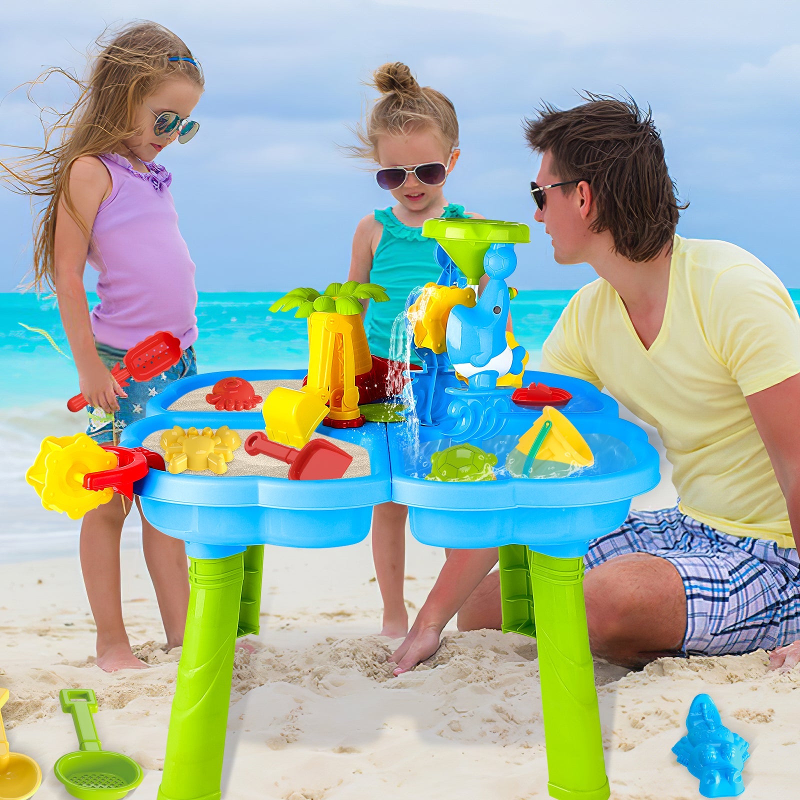 Activity Sand Water Table Toy Sensory Play Table for Toddlers Outdoor Summer Beach Toys Gift for Kids Girls Boys