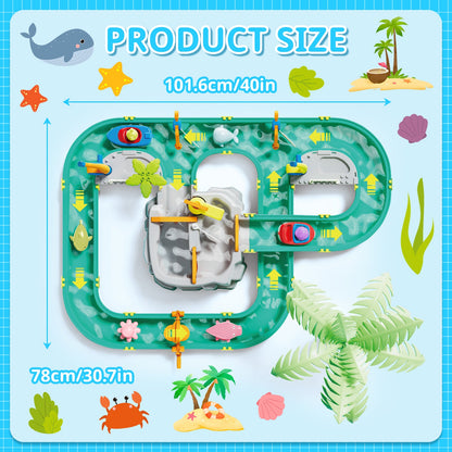 Water Surfing Adventure Playset – Interactive Water Table with Floating Boats, Fishing Game, and Drifting Tracks for Kids' Sensory & STEM Learning Fun