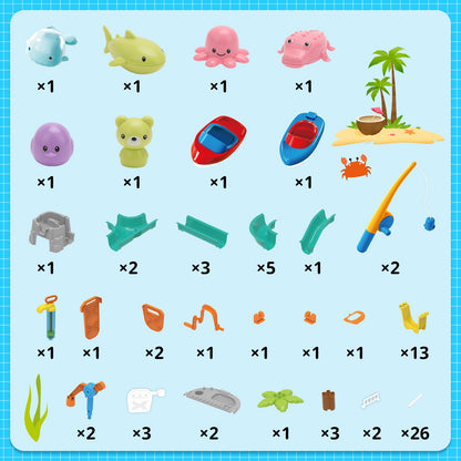 Water Surfing Adventure Playset – Interactive Water Table with Floating Boats, Fishing Game, and Drifting Tracks for Kids' Sensory & STEM Learning Fun