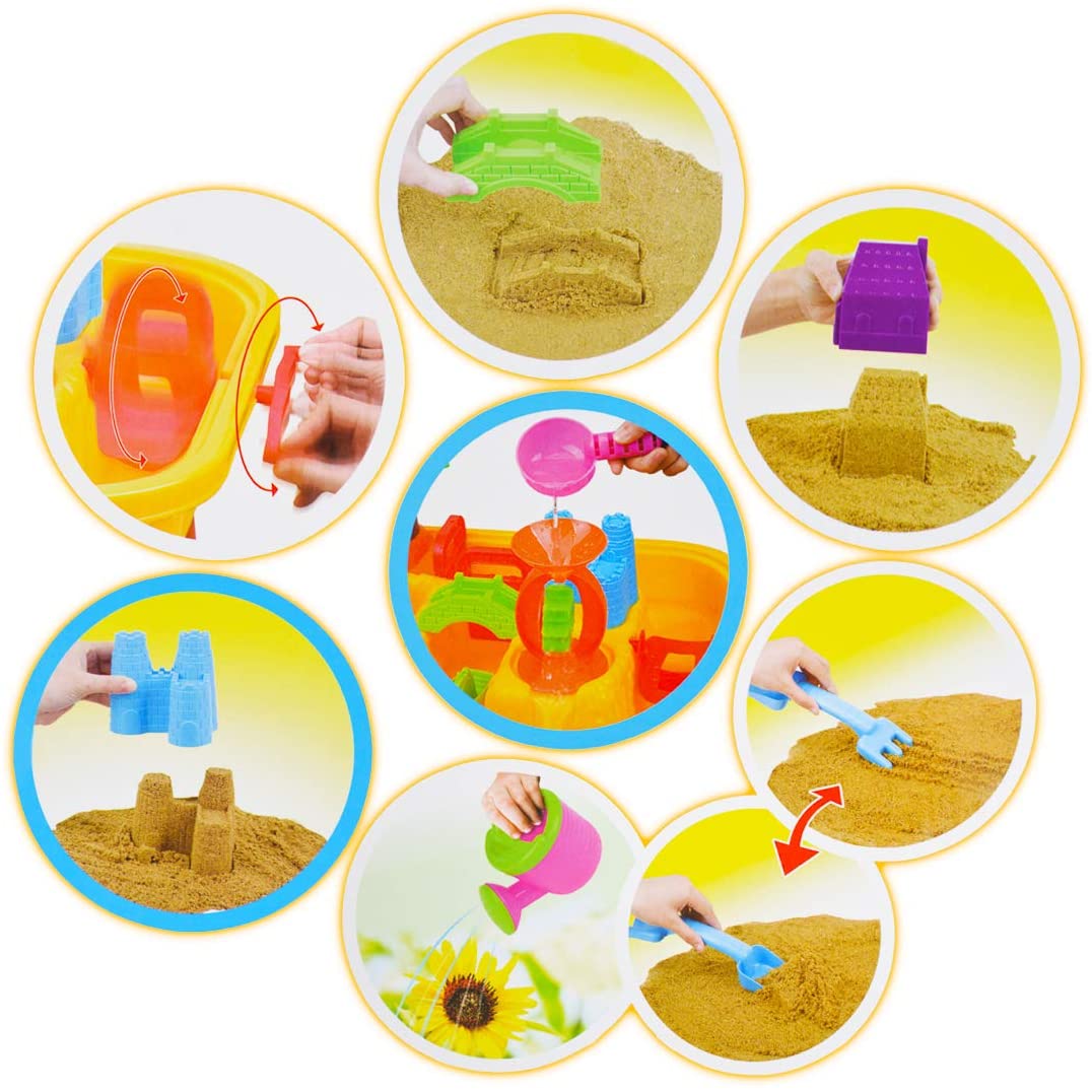 Sand and Water Play Table 2 in 1 Plastic Outdoor Table for Toddlers with Times Tables and Accessories Included