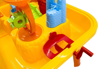 Table de jeu 2 en 1 avec sable et eau pour tout-petits, en plastique, pour l'extérieur, avec tables de multiplication et accessoires inclus