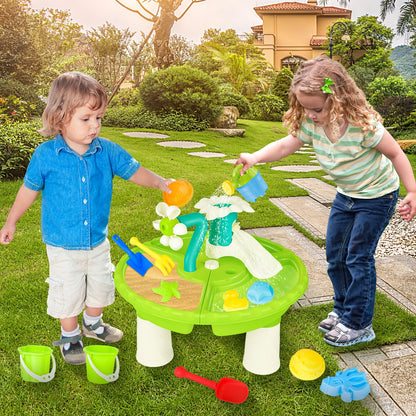 Sand Water Table Outdoor Toddler Activity Table Kids Summer Toys Set Beach&Garden Play Table for Children 3+