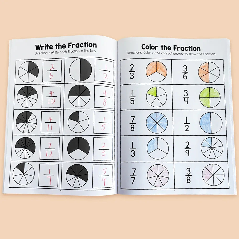 Fidtoy Fraction Learning Workbook for Grades 3-4 – Montessori Math & Interactive Exercises