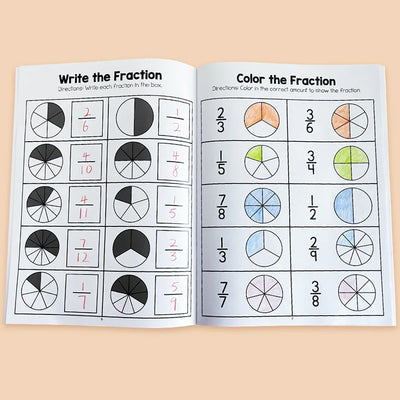 Fidtoy Fraction Learning Workbook for Grades 3-4 – Montessori Math & Interactive Exercises