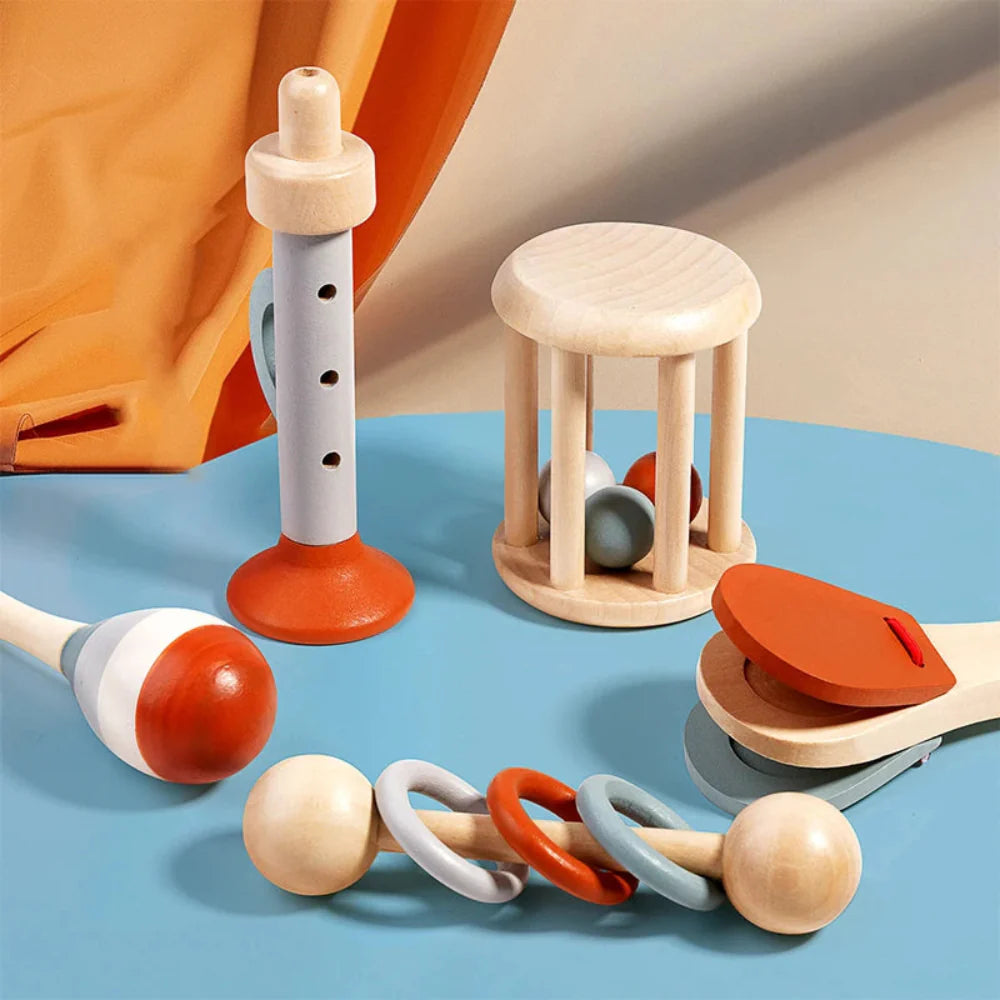 Fidtoy Ensemble d'instruments de musique en bois pour tout-petits, jouet d'apprentissage Montessori pour le calme et le développement de la motricité fine